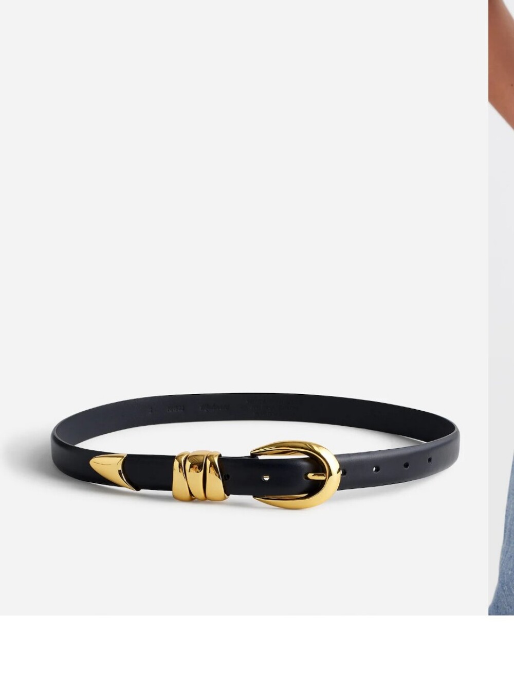 Madewell Triple Metal Keeper Belt Size 2X Brown And Gold